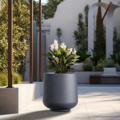 Sapcrete Lightweight 15.5in. x 17.5in. Granite Gray Extra Large Tall Round Concrete Plant Pot/Planter for Indoor & Outdoor