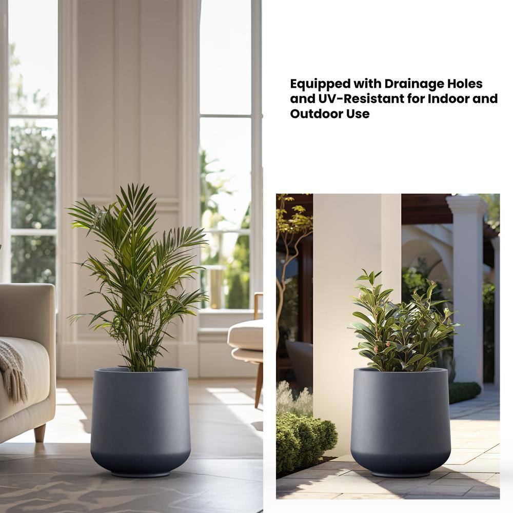 Sapcrete Lightweight 15.5in. x 17.5in. Granite Gray Extra Large Tall Round Concrete Plant Pot/Planter for Indoor & Outdoor