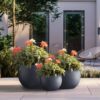 Sapcrete 11.5 in.,15 in.,19 in. Large Granite Gray Concrete Round planter / Pot with drainage holes (Set of 3)