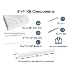 CROWNWALL Home 6 in. x 8 ft. x 4 ft. Heavy Duty PVC Slatwall Organizer Panel Set in Graphite