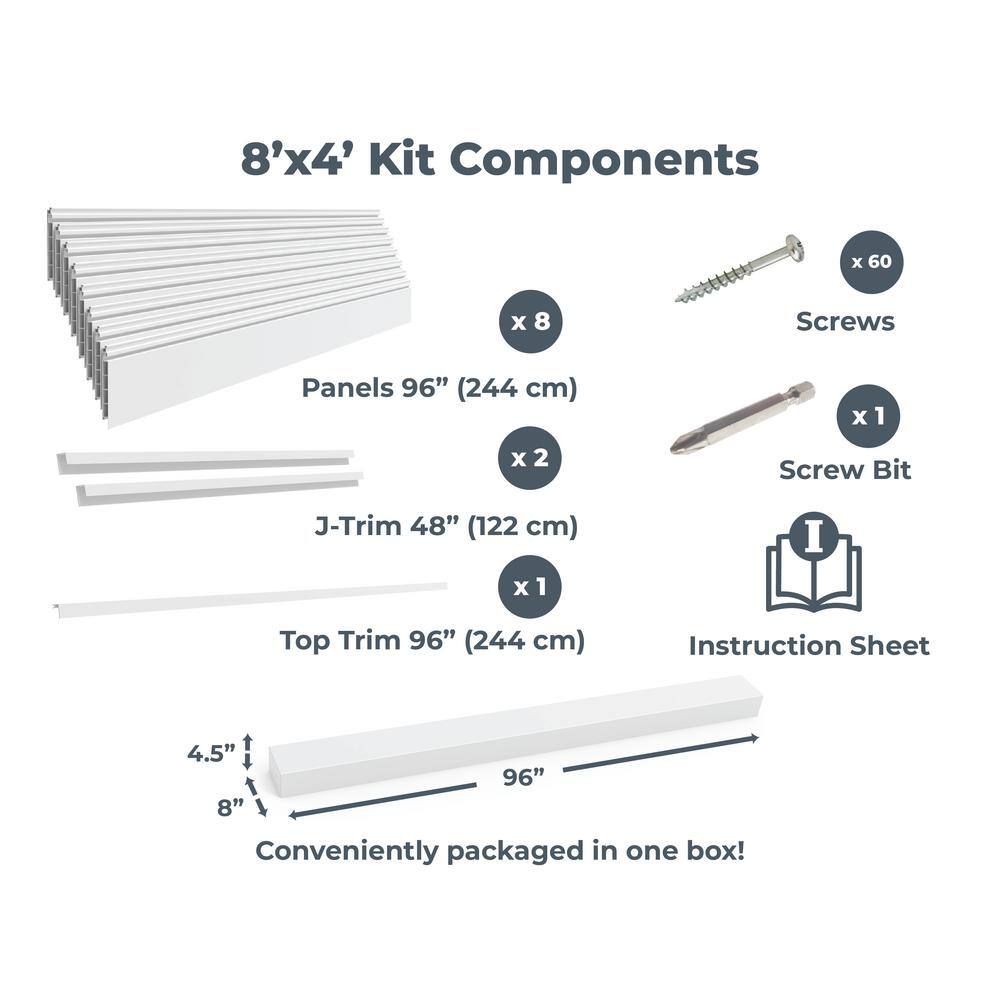 CROWNWALL Home 6 in. x 8 ft. x 4 ft. Heavy Duty PVC Slatwall Organizer Panel Set in Graphite