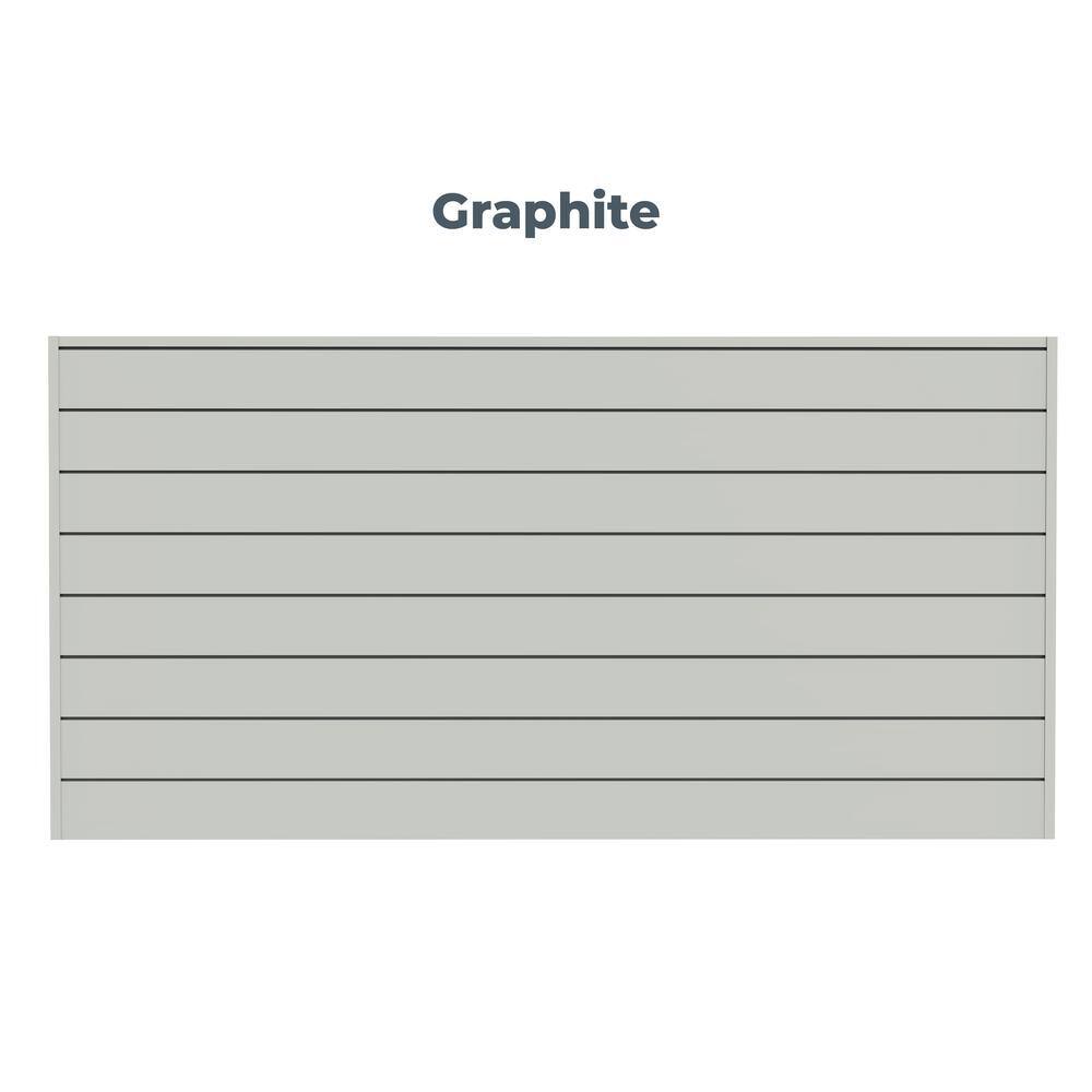 CROWNWALL Home 6 in. x 8 ft. x 4 ft. Heavy Duty PVC Slatwall Organizer Panel Set in Graphite
