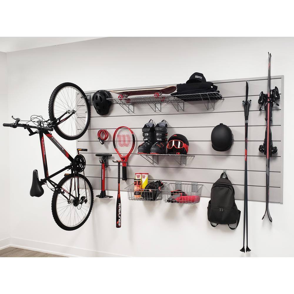 CROWNWALL Home 6 in. x 8 ft. x 4 ft. Heavy Duty PVC Slatwall Organizer Panel Set in Graphite
