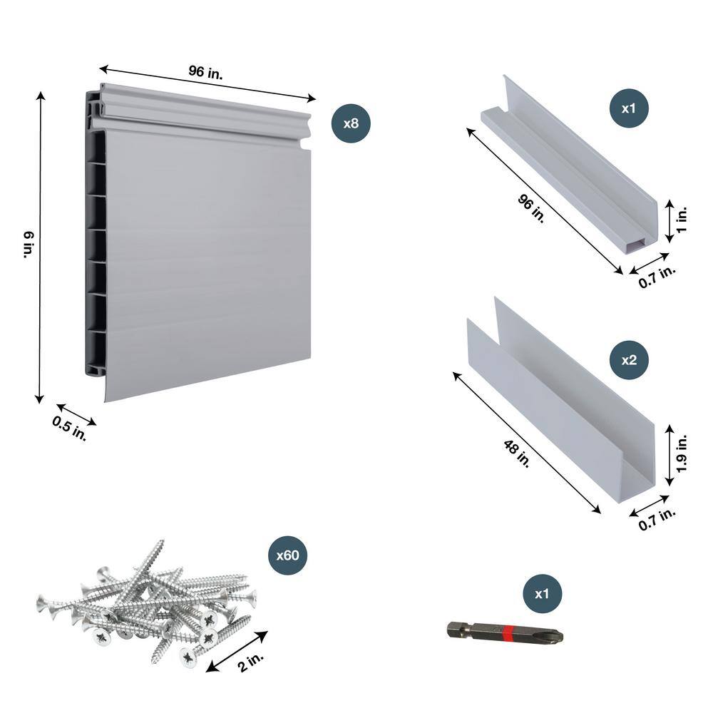 CROWNWALL Home 6 in. x 8 ft. x 4 ft. Heavy Duty PVC Slatwall Organizer Panel Set in Graphite