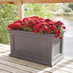Mayne Fairfield 20 in. x 36 in. Self-Watering Graphite Grey Polyethylene Planter