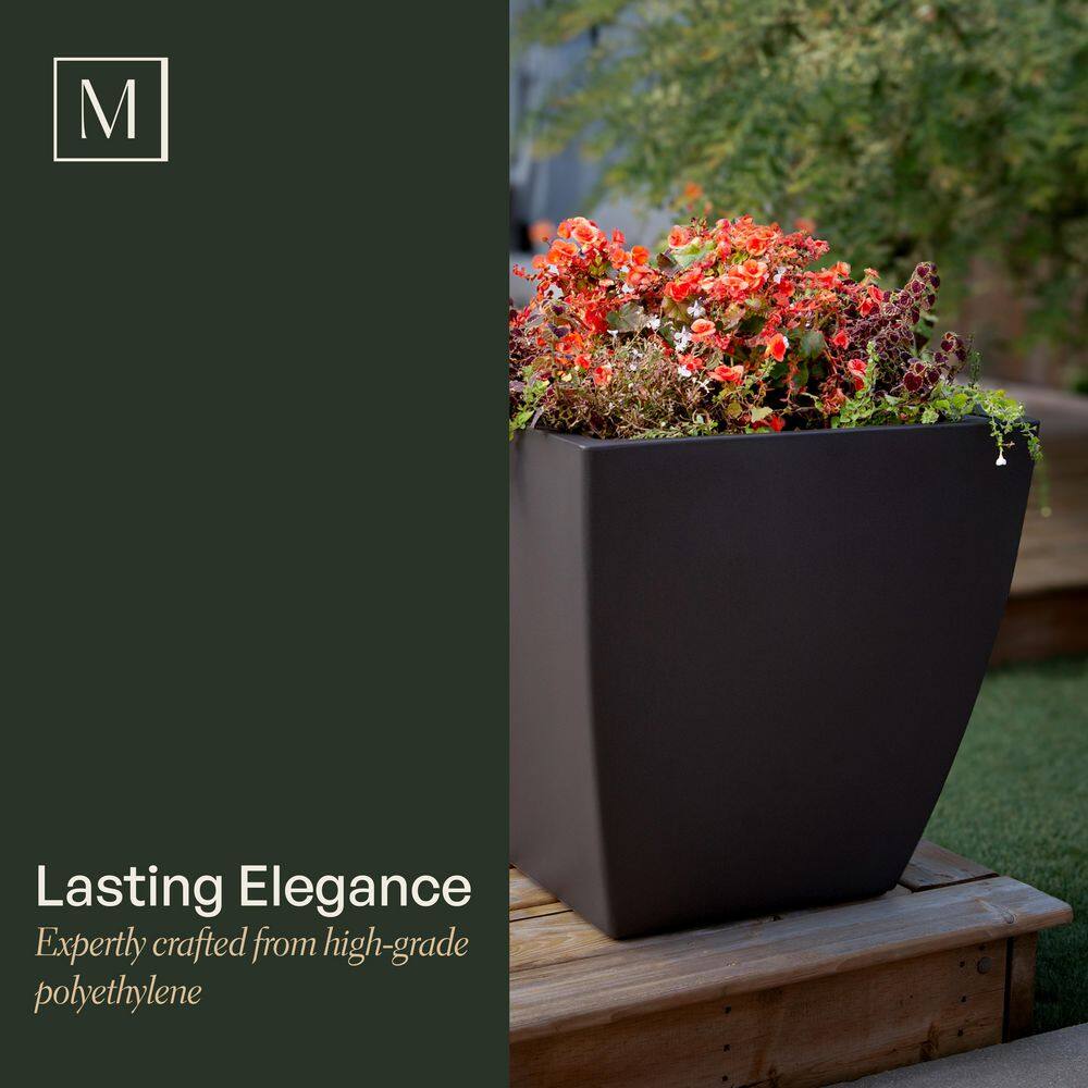 Mayne Kobi 24 in. x 24 in. Graphite Grey Polyethylene Self-Watering Planter
