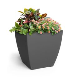 Mayne Kobi 24 in. x 24 in. Graphite Grey Polyethylene Self-Watering Planter