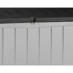 Keter Novel 90 gal. Durable Weatherproof Resin Black and Gray Deck Box Organization and Storage for Outdoor Patio and Lawn