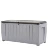 Keter Novel 90 gal. Durable Weatherproof Resin Black and Gray Deck Box Organization and Storage for Outdoor Patio and Lawn