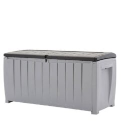 Keter Novel 90 gal. Durable Weatherproof Resin Black and Gray Deck Box Organization and Storage for Outdoor Patio and Lawn