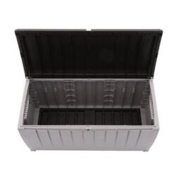Keter Novel 90 gal. Durable Weatherproof Resin Black and Gray Deck Box Organization and Storage for Outdoor Patio and Lawn