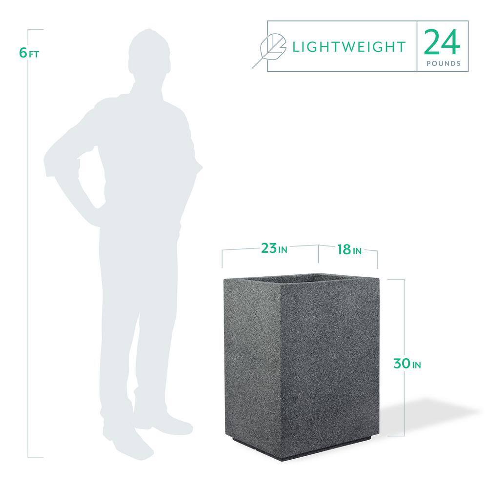 PolyStone Planters Cozumel Column 23 in. x 30 in. Gray Granite Composite Planter