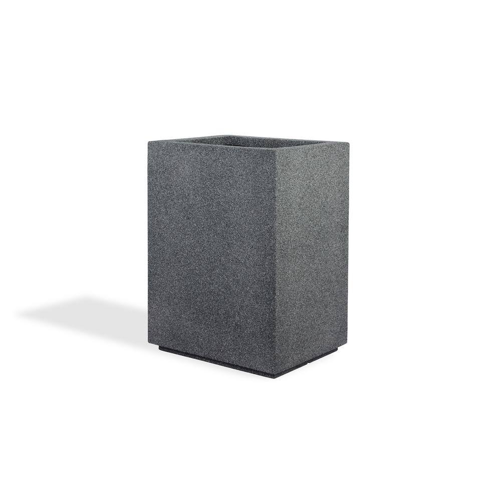 PolyStone Planters Cozumel Column 23 in. x 30 in. Gray Granite Composite Planter