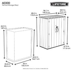 Lifetime Vertical 56 in. W x 69 in. D x 29 in. H Resin Outdoor Storage Cabinet Shed