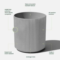 Veradek Demi 20 in. Round Grey Plastic Planter (2 Pack)