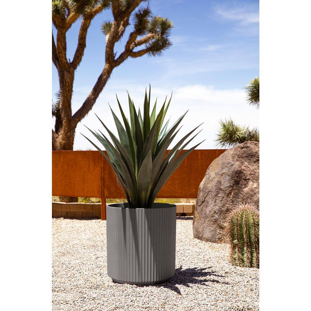Veradek Demi 20 in. Round Grey Plastic Planter (2 Pack)