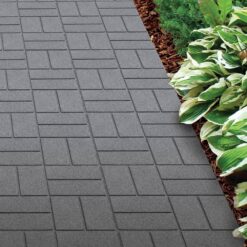 Vigoro 16 in. x 16 in. x 3/4 in. Gray Dual-Sided Rubber Paver (60-Pack)