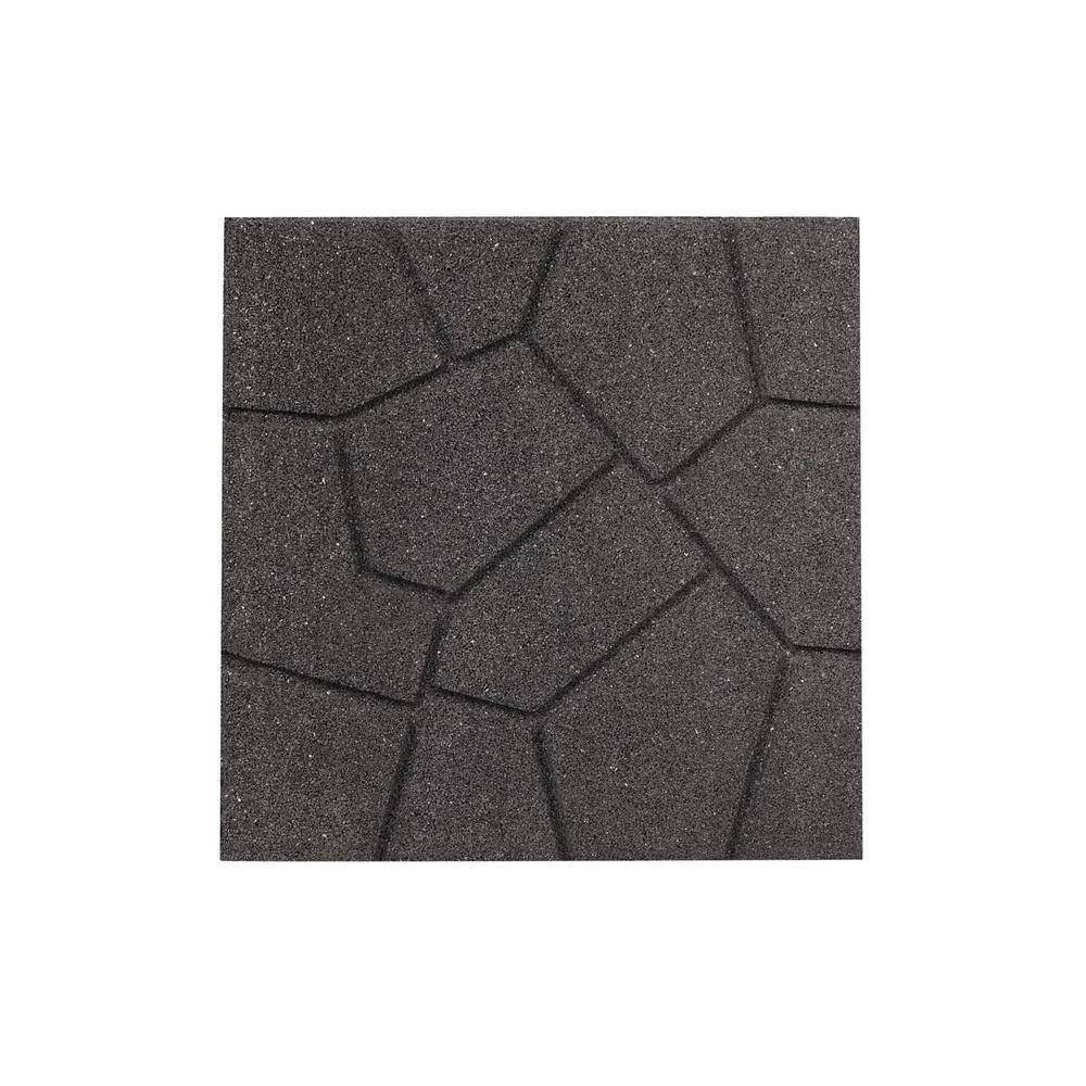 Vigoro 16 in. x 16 in. x 3/4 in. Gray Dual-Sided Rubber Paver (60-Pack)
