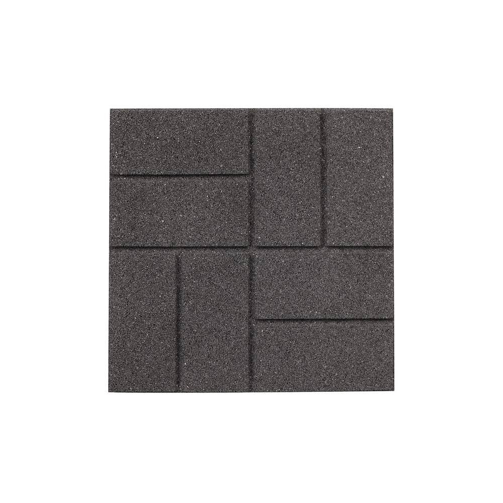 Vigoro 16 in. x 16 in. x 3/4 in. Gray Dual-Sided Rubber Paver (60-Pack)