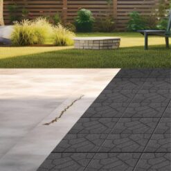 Vigoro 16 in. x 16 in. x 3/4 in. Gray Dual-Sided Rubber Paver (60-Pack)