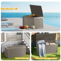 Yardgrace 260 Gal. Gray Outdoor Durable Storage Deck Box