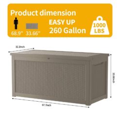 Yardgrace 260 Gal. Gray Outdoor Durable Storage Deck Box