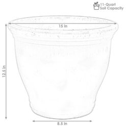 Sunnydaze Studio 15 in. Forest Lake Green Ceramic Indoor/Outdoor Planter