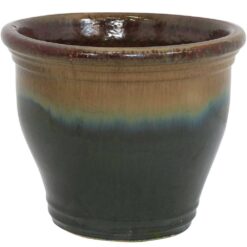 Sunnydaze Studio 15 in. Forest Lake Green Ceramic Indoor/Outdoor Planter