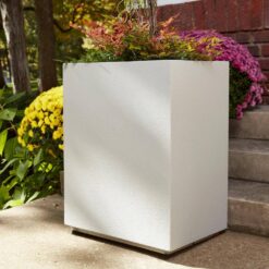 PolyStone Planters Cozumel Column 23 in. x 30 in. Greige Composite Planter