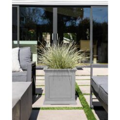 Veradek Brixton Series 20 in. Cube Gray Plastic Planter