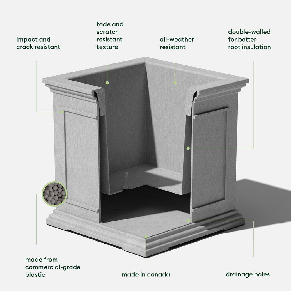 Veradek Brixton Series 20 in. Cube Gray Plastic Planter