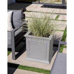 Veradek Brixton Series 20 in. Cube Gray Plastic Planter