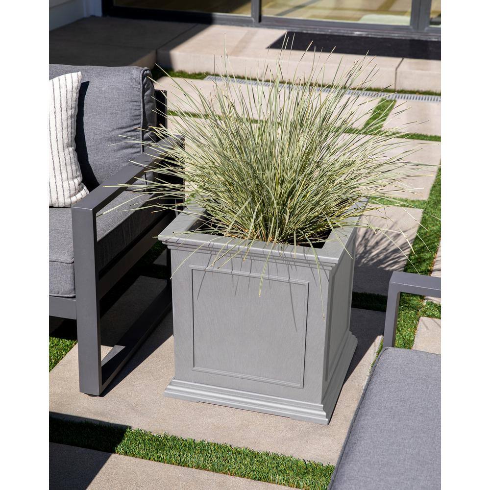 Veradek Brixton Series 20 in. Cube Gray Plastic Planter