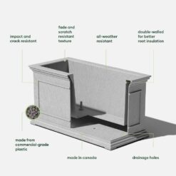 Veradek Brixton Series 33 in. L Gray Plastic Planter