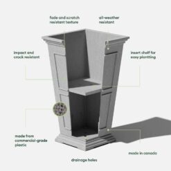 Veradek Brixton Series 26 in. Tall Gray Plastic Planter (2-Pack)