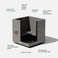 Veradek Cube 22 in. Square Grey Plastic Planter