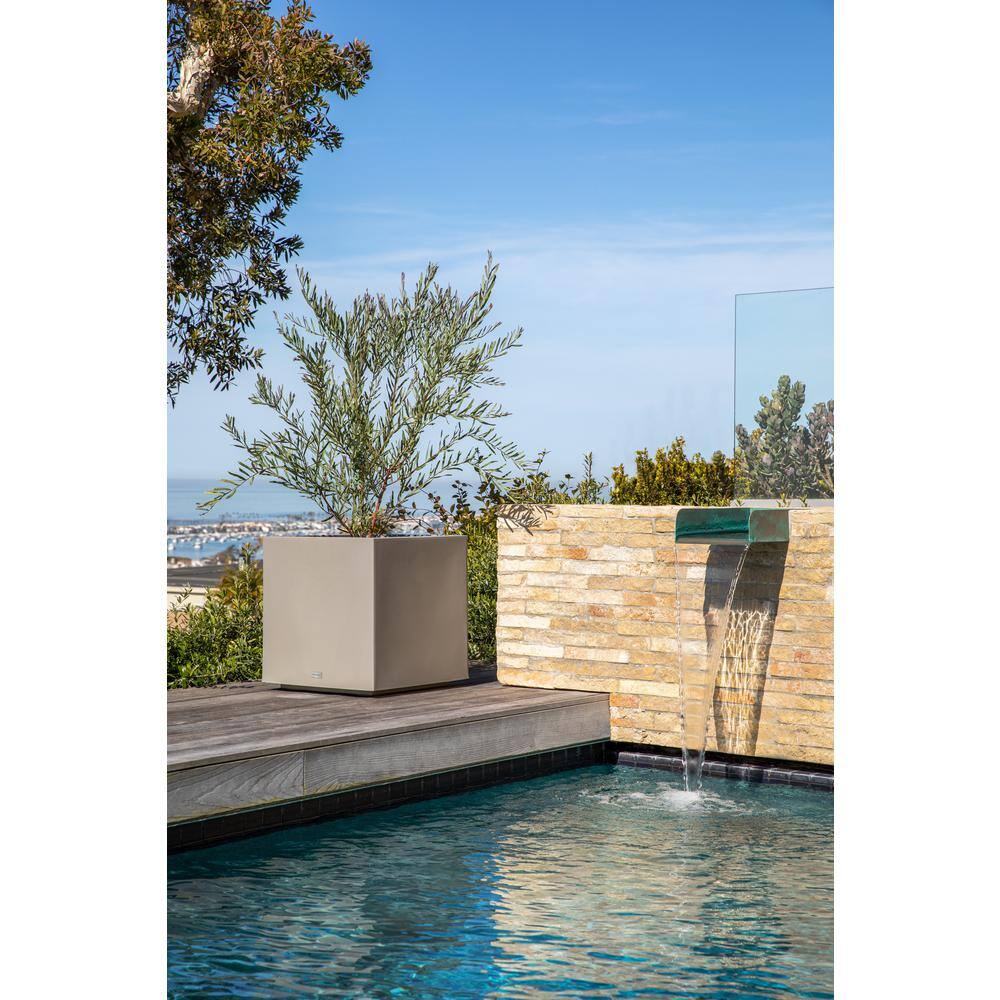 Veradek Cube 22 in. Square Grey Plastic Planter