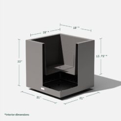 Veradek Cube 22 in. Square Grey Plastic Planter