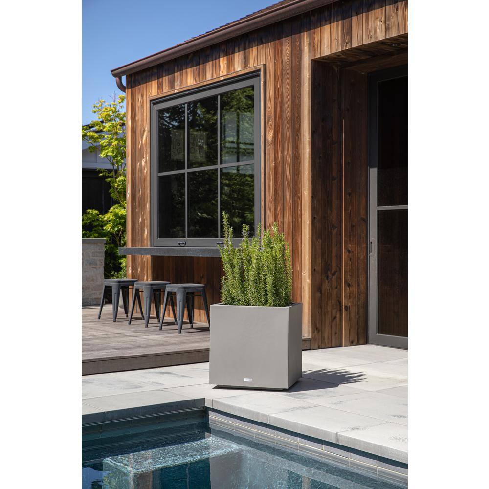 Veradek Cube 22 in. Square Grey Plastic Planter