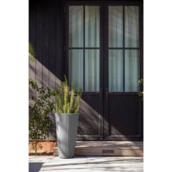 Veradek Demi 26 in. Round Gray Plastic Tall Planter (2 Pack)