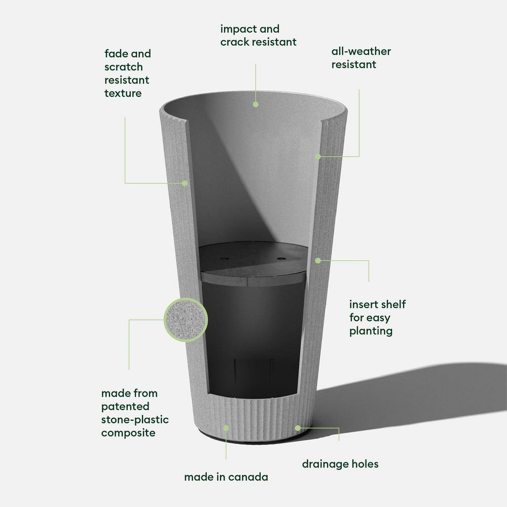 Veradek Demi 26 in. Round Gray Plastic Tall Planter (2 Pack)