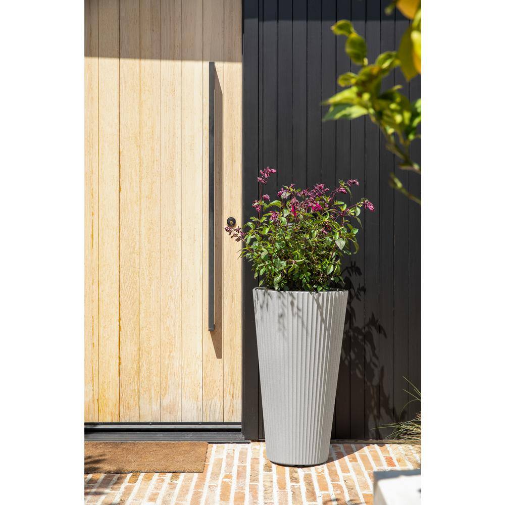 Veradek Demi 26 in. Round Gray Plastic Tall Planter (2 Pack)