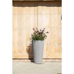 Veradek Demi 26 in. Round Gray Plastic Tall Planter (2 Pack)