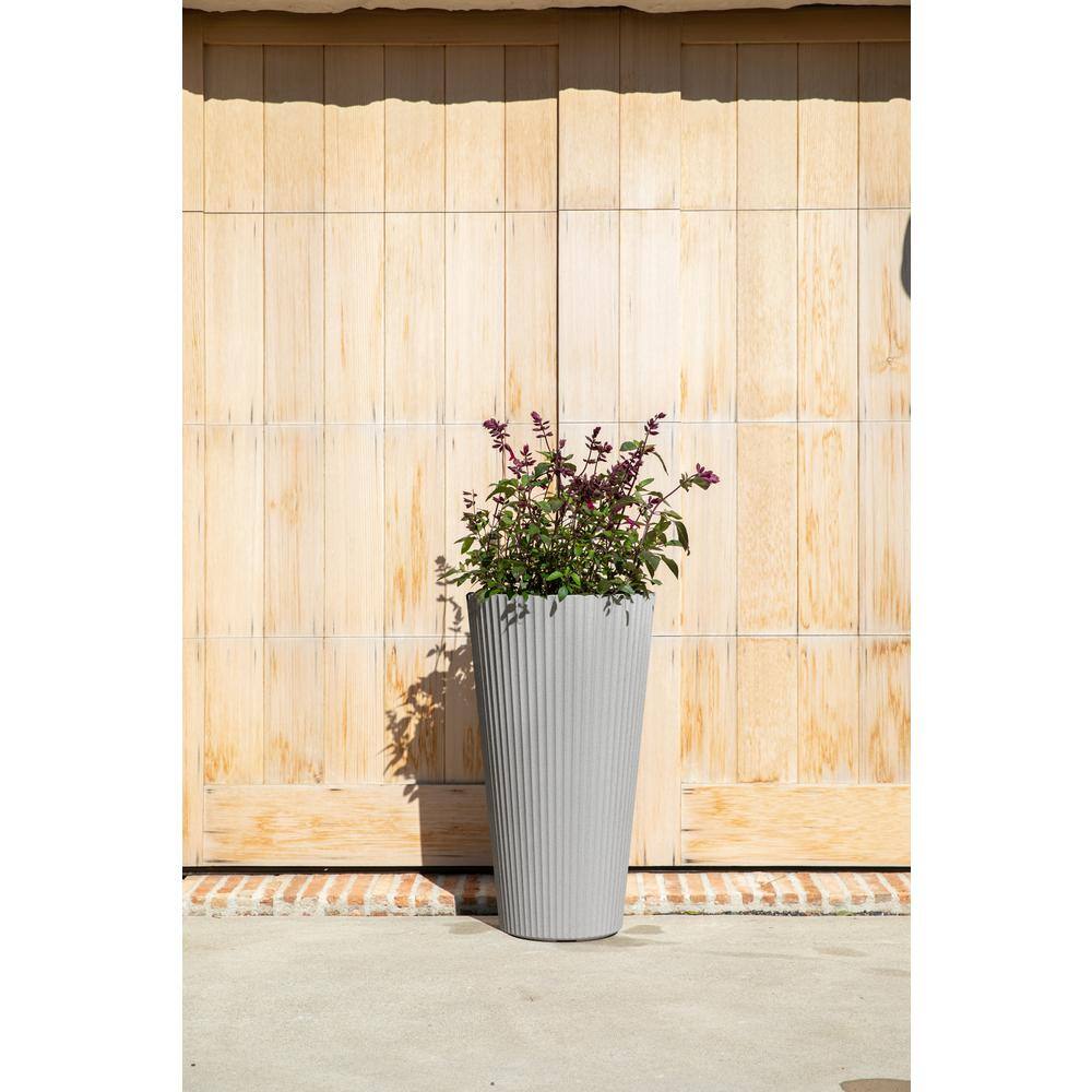 Veradek Demi 26 in. Round Gray Plastic Tall Planter (2 Pack)