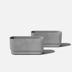 Veradek Demi 30 in. Rectangular Gray Plastic Long Planter (2-Pack)