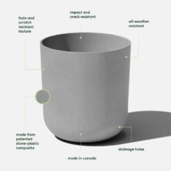 Veradek Kona 20 in. Round Gray Plastic Planter (2-Pack)
