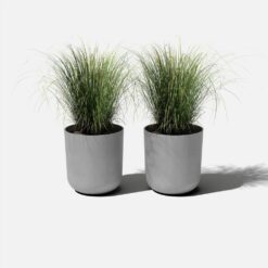 Veradek Kona 20 in. Round Gray Plastic Planter (2-Pack)