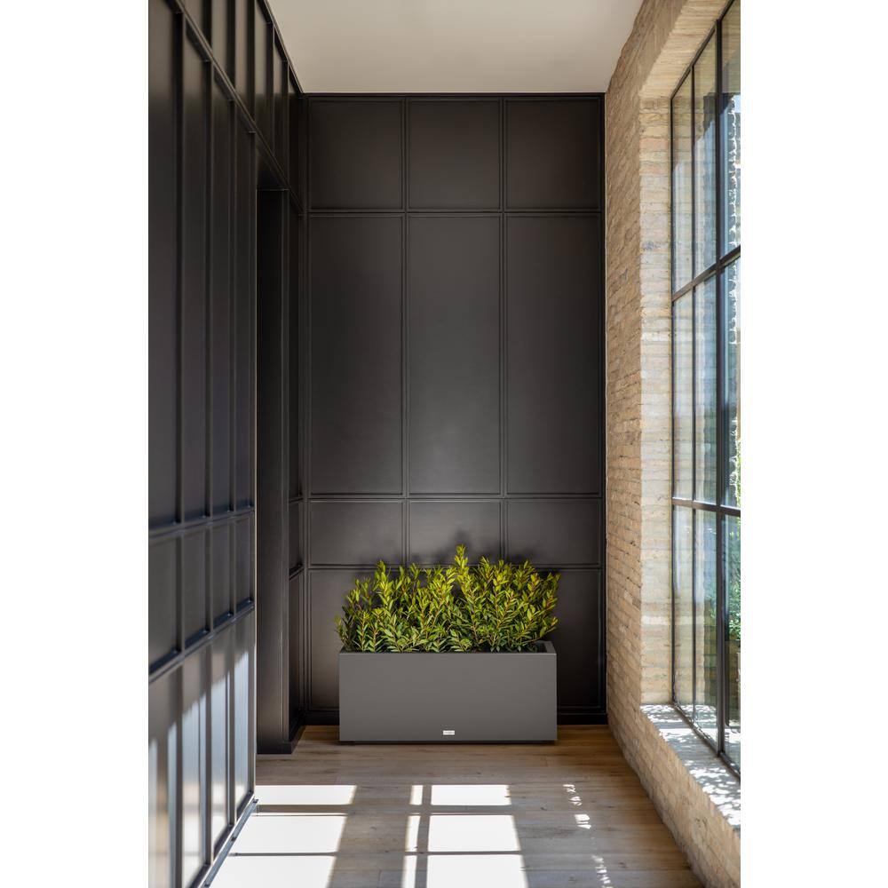 Veradek Long Box 38 in. Grey Plastic Rectangular Planter