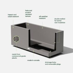 Veradek Long Box 38 in. Grey Plastic Rectangular Planter