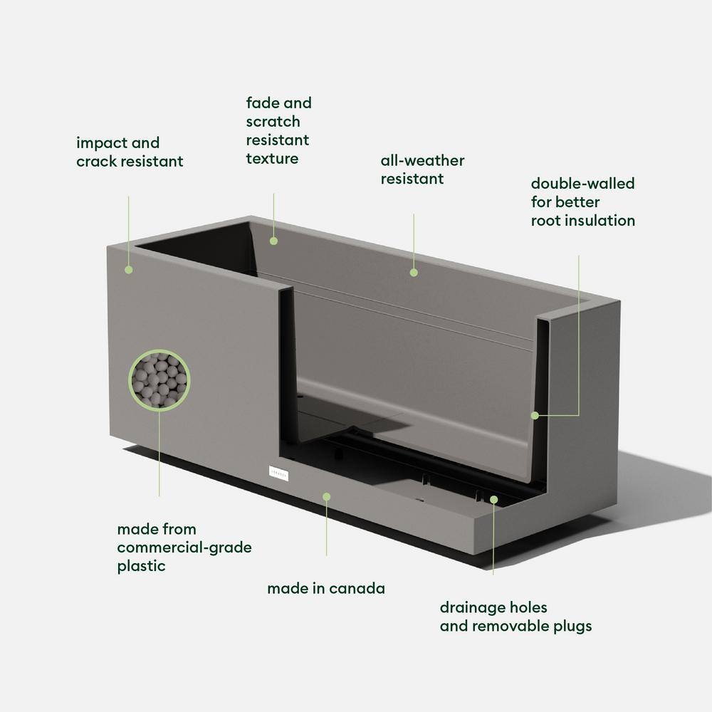 Veradek Long Box 38 in. Grey Plastic Rectangular Planter